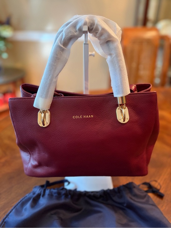 Cole Haan Handbags - NWT Cole Haan “Benson” Leather Tote with Braided Handles In Zinfandel